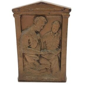 Decorative Arts League Lincoln Book End Bronze Abraham and Child Reading c1922